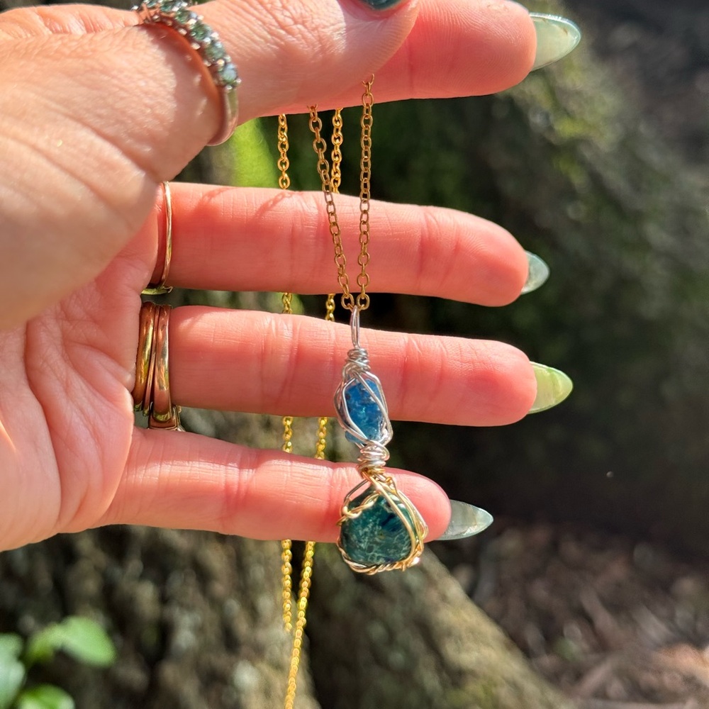 Double Stack Chrysocolla Pendant - image 2